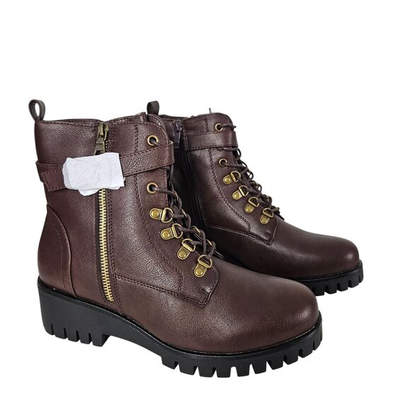 Womens Size 11 Fashion Wedge Chunky Ankle Boots Lace Up Zippers Strap Buckles - Picture 16 of 16